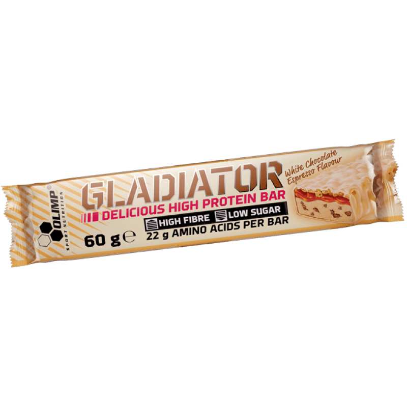 Olimp Gladiator bar 60 g - valge šokolaadi espresso