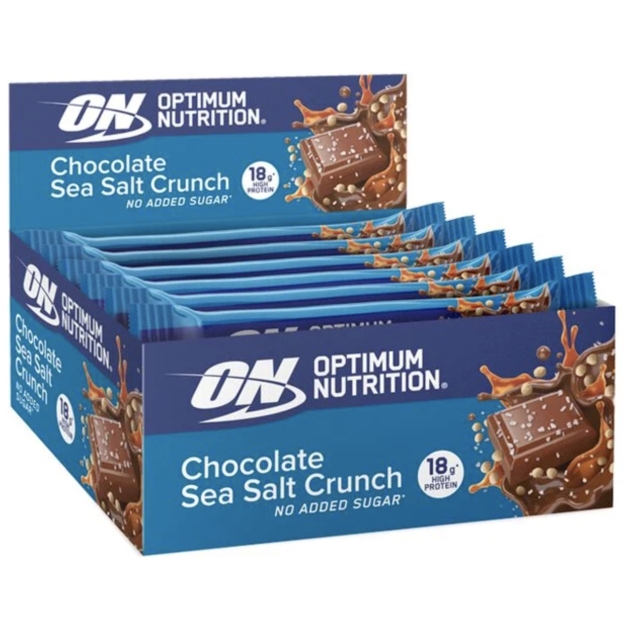 Optimum Nutrition Crunchy protein bar 55 g - Chocolate with sea salt x 12 Optimum Nutrition Crunchy protein bar 55 g - Chocolate with sea salt x 12