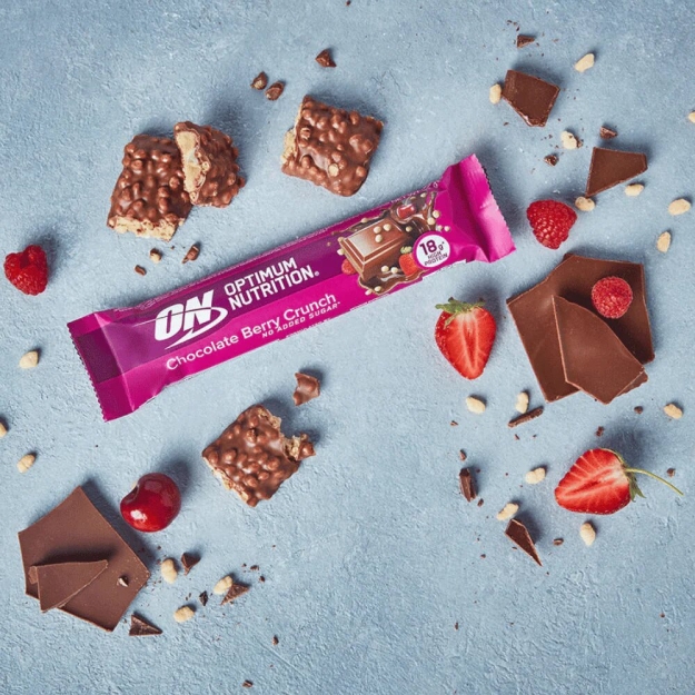 Optimum Nutrition Krõmpsuv valgubatoon 55 g - šokolaad marjadega pilt Optimum Nutrition Krõmpsuv valgubatoon 55 g - šokolaad marjadega foto