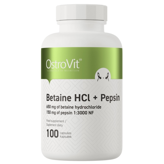 Betainas HCL + pepsinas 100 kapsulių