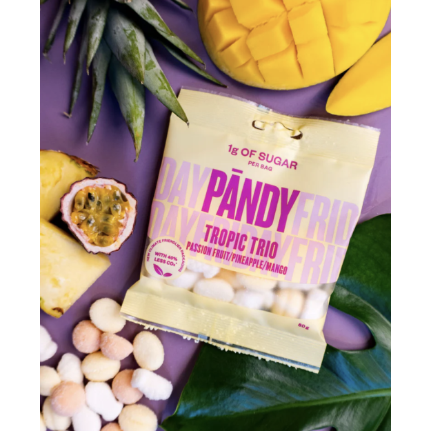 Pändy Košļājamās konfektes Tropic Trio 50g Pändy Košļājamās konfektes Tropic Trio 50g
