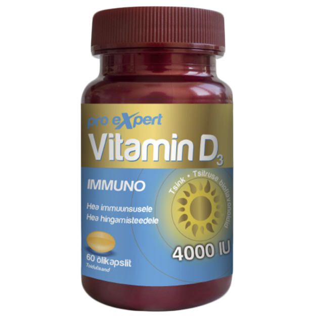 Pro Expert Vitamin D3 Pro Expert 4000 IU60 minkštųjų kapsulių Pro Expert Vitamin D3 Pro Expert 4000 IU60 minkštųjų kapsulių