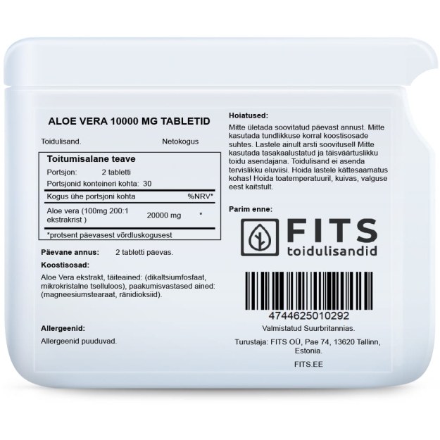 FITS Aloe Vera 10000 mg tabletes bilde FITS Aloe Vera 10000 mg tabletes fotogrāfija