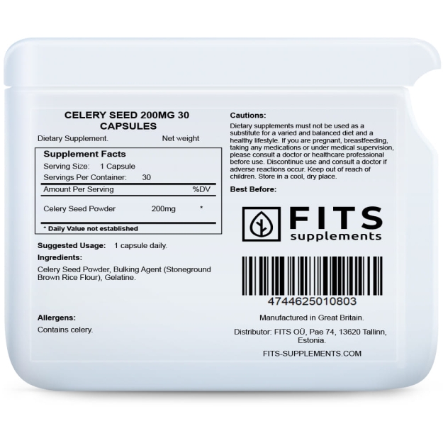 FITS Celery Seed 200mg 30 capsules paveikslėlį FITS Celery Seed 200mg 30 capsules nuotrauka
