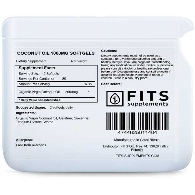 FITS Coconut Oil 1000mg softgels picture FITS Coconut Oil 1000mg softgels photo