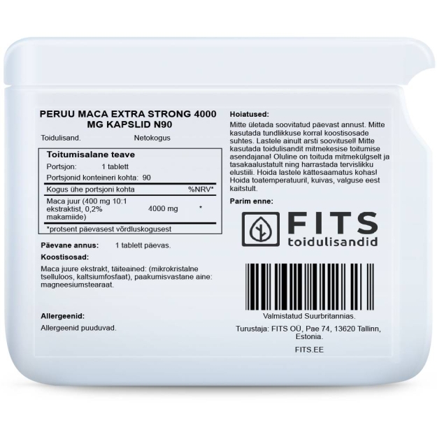 FITS Peru Maka Extra Strong 4000 mg, kapsulės paveikslėlį FITS Peru Maka Extra Strong 4000 mg, kapsulės nuotrauka