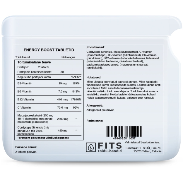 FITS Energy Boost tabletes bilde FITS Energy Boost tabletes fotogrāfija