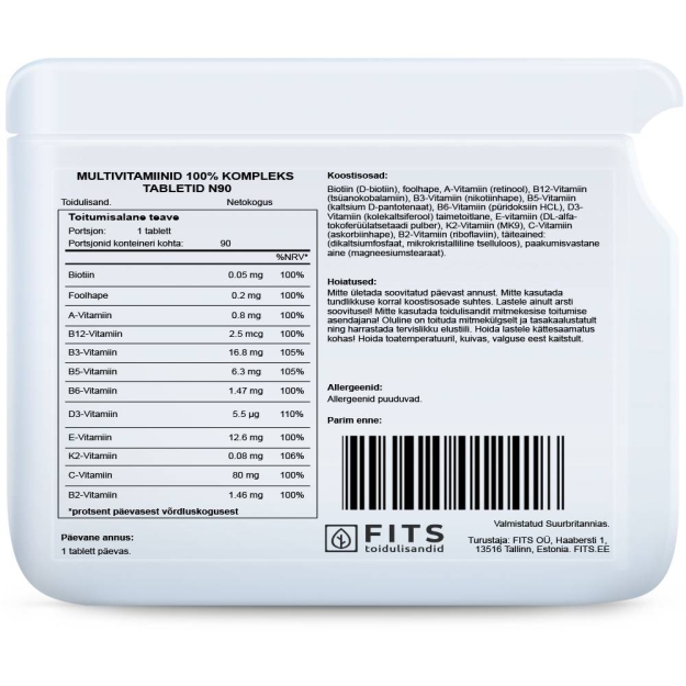 FITS Multivitamin 100% Complex 90 tablets picture FITS Multivitamin 100% Complex 90 tablets photo