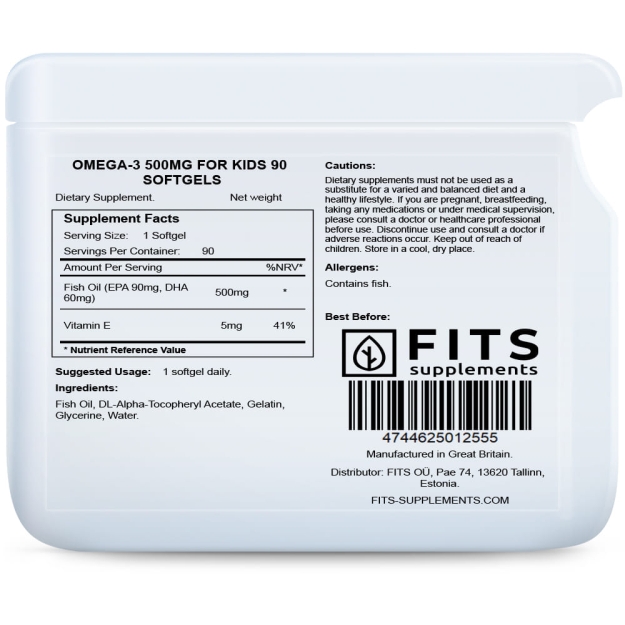 FITS Omega-3 500mg for Kids 90 softgels picture FITS Omega-3 500mg for Kids 90 softgels photo