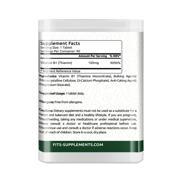 FITS Vitamin B1 100mg (Thiamin) 90 tabletes bilde FITS Vitamin B1 100mg (Thiamin) 90 tabletes fotogrāfija
