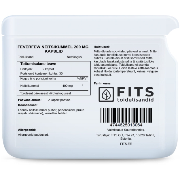 FITS Feverfew 200mg kapsulės paveikslėlį FITS Feverfew 200mg kapsulės nuotrauka