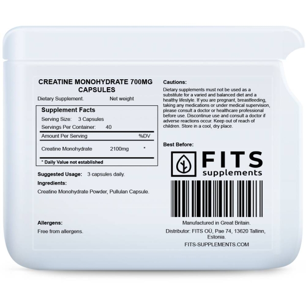 Kreatiini Monohydrate 700mg 120 kapselia Kreatiini Monohydrate 700mg 120 kapselia
