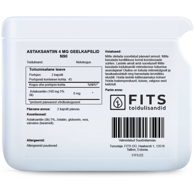 FITS Astaxanthin 4mg 90 softgels picture FITS Astaxanthin 4mg 90 softgels photo