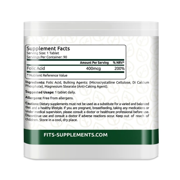FITS Folic acid 400mcg 90 tablečių paveikslėlį FITS Folic acid 400mcg 90 tablečių nuotrauka
