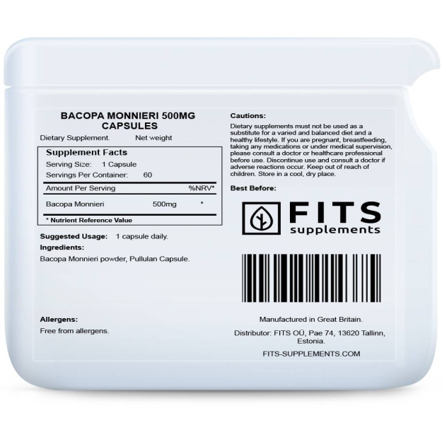 FITS Bacopa Monnieri 500mg capsules picture FITS Bacopa Monnieri 500mg capsules photo