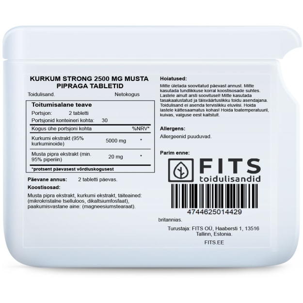 FITS Kurkuminas 2500mg su juodaisiais pipirais tabletės paveikslėlį FITS Kurkuminas 2500mg su juodaisiais pipirais tabletės nuotrauka