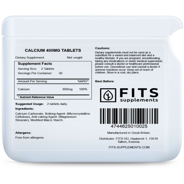 FITS Kalcis 400mg tabletės paveikslėlį FITS Kalcis 400mg tabletės nuotrauka