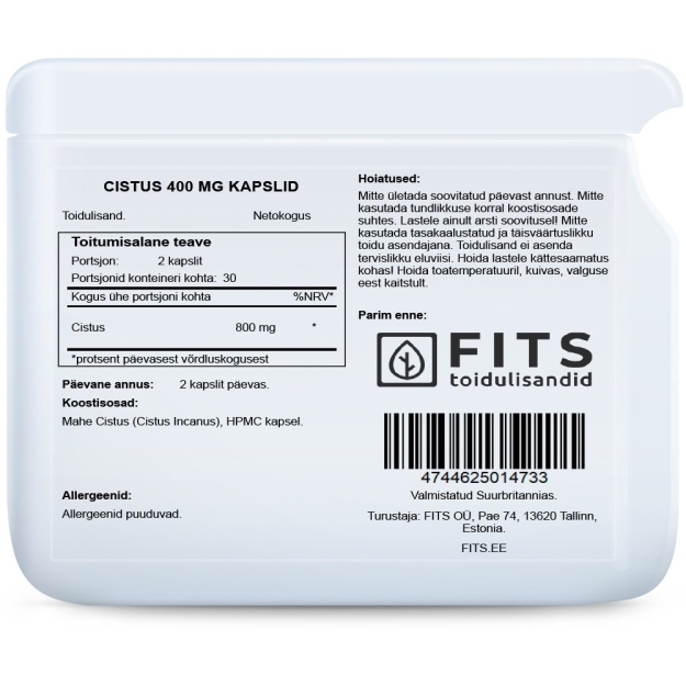 FITS Cistus 400mg kapsulės paveikslėlį FITS Cistus 400mg kapsulės nuotrauka