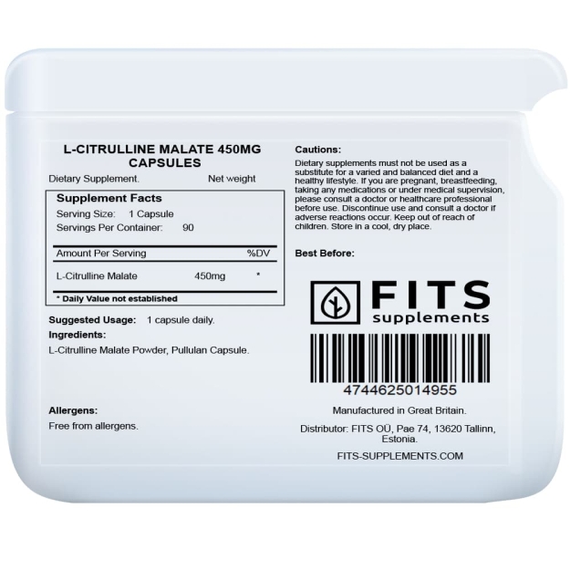 FITS L-citrulino Malato 450mg kapsulės paveikslėlį FITS L-citrulino Malato 450mg kapsulės nuotrauka