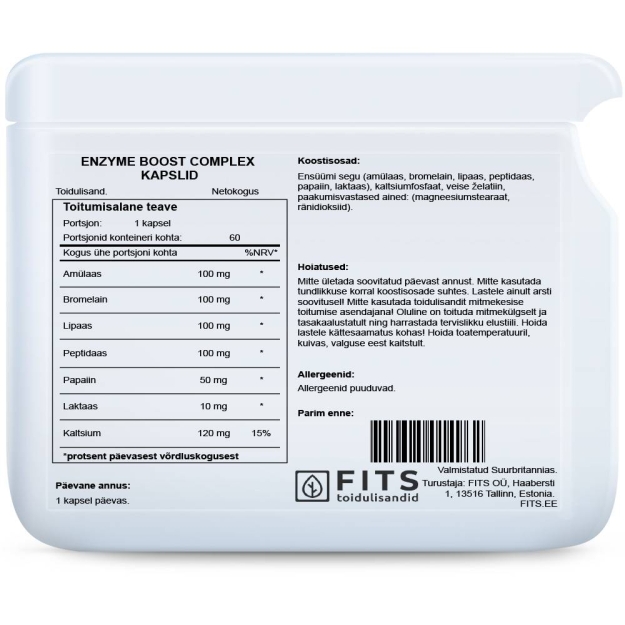 FITS Enzyme Boost Complex kapsulas bilde FITS Enzyme Boost Complex kapsulas fotogrāfija