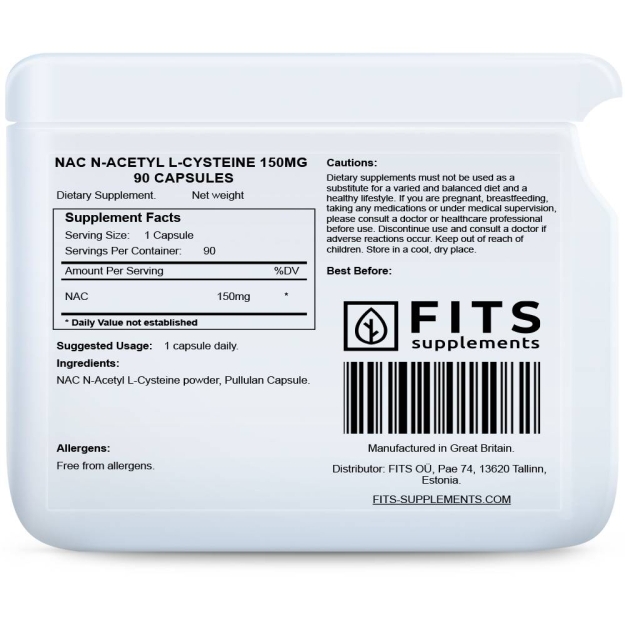 FITS NAC N-acetil-L-cisteinas 150 mg, 90 kapsulių paveikslėlį FITS NAC N-acetil-L-cisteinas 150 mg, 90 kapsulių nuotrauka