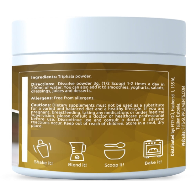 FITS BIO Organic Triphala 200g pulveris bilde FITS BIO Organic Triphala 200g pulveris fotogrāfija