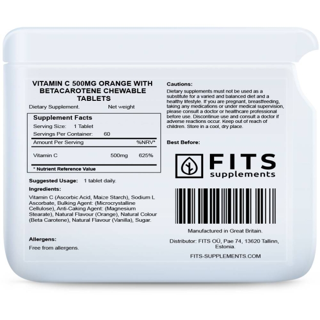 FITS Vitamin C 500mg Orange with Betacarotene chewable tablets picture FITS Vitamin C 500mg Orange with Betacarotene chewable tablets photo
