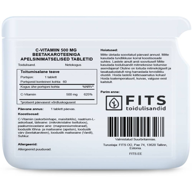 FITS Vitamin C 500mg Orange with Betacarotene chewable tablets picture FITS Vitamin C 500mg Orange with Betacarotene chewable tablets photo