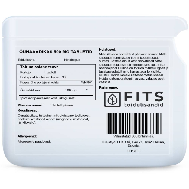 FITS Ābolu etiķa 500 mg tabletes bilde FITS Ābolu etiķa 500 mg tabletes fotogrāfija