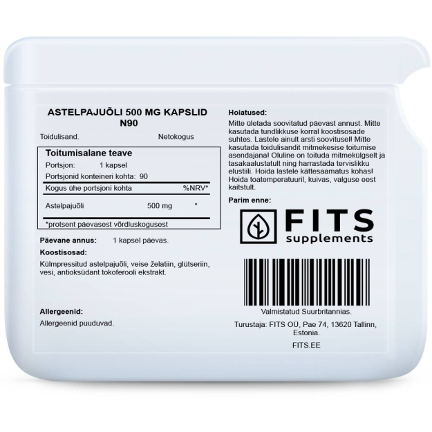 FITS Sea Buckthorn Oil 500mg 90 kapsulės paveikslėlį FITS Sea Buckthorn Oil 500mg 90 kapsulės nuotrauka