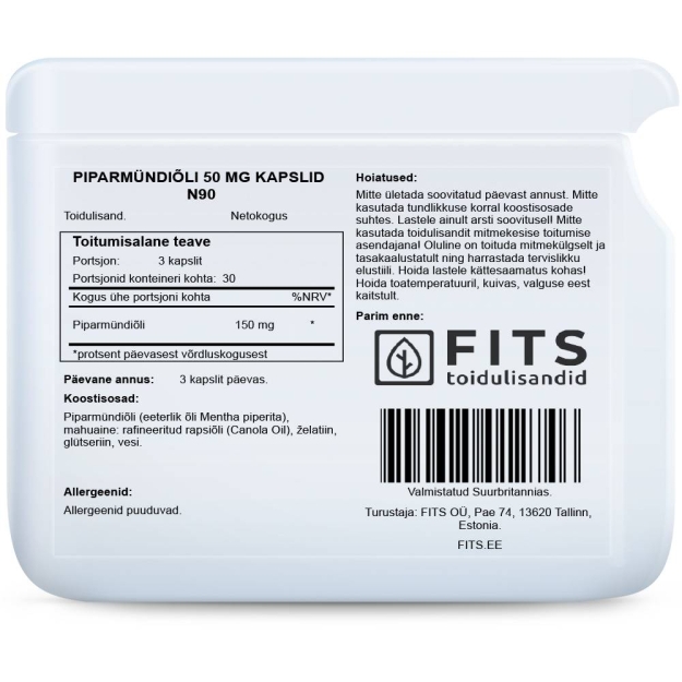 FITS Piparmētru eļļa 50 mg kapsulas N90 bilde FITS Piparmētru eļļa 50 mg kapsulas N90 fotogrāfija
