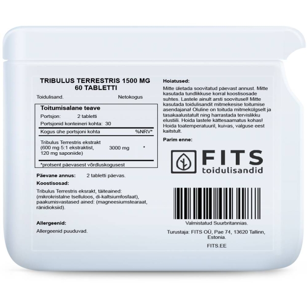 Tribulus Terrestris 1500mg 60 tablettia Tribulus Terrestris 1500mg 60 tablettia