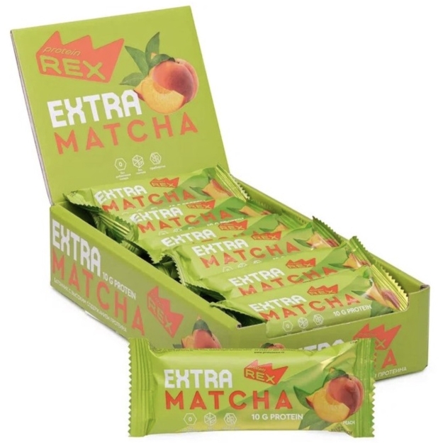 Protein Rex Olbaltumvielu batoniņš EXTRA 40 g - Persiku Matcha x 18 Protein Rex Olbaltumvielu batoniņš EXTRA 40 g - Persiku Matcha x 18