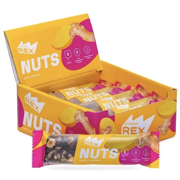 Baltymų batonėlis  NUTS 40 g - Mango ir imbieras x 12