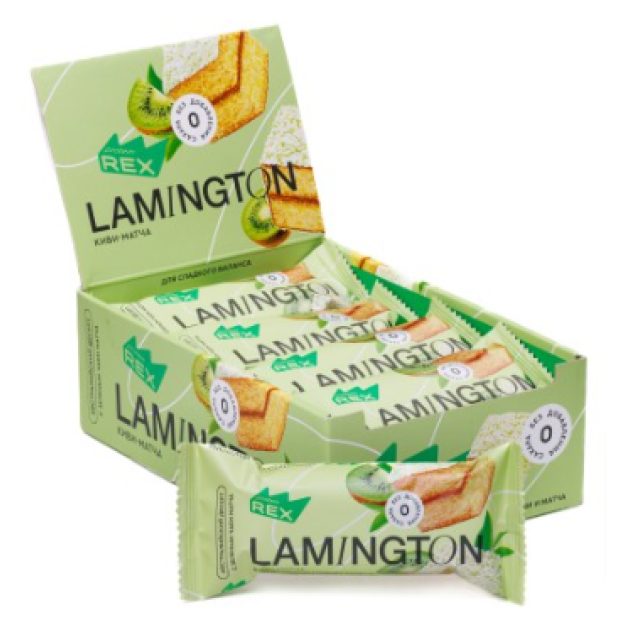 Protein Rex Lamington with kiwi and matcha 50 g x 8 Protein Rex Lamington with kiwi and matcha 50 g x 8