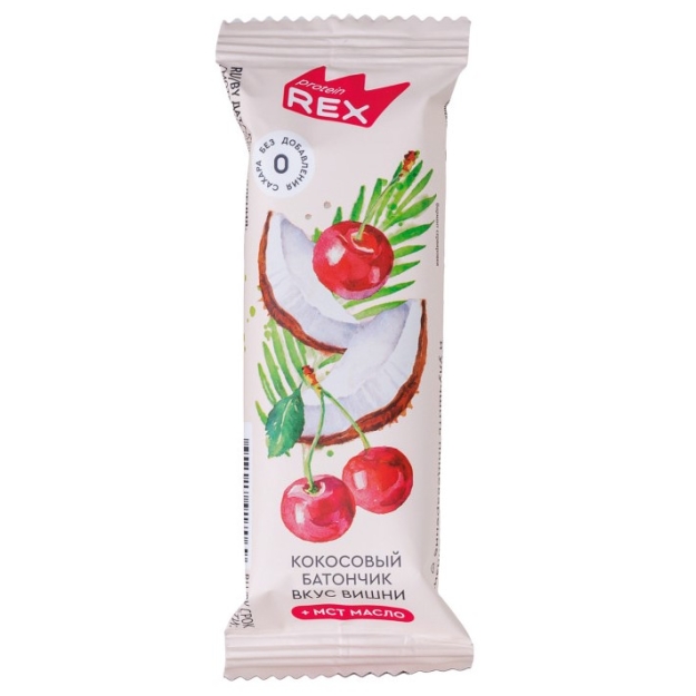Protein Rex Kokosų batonėlis su MCT aliejumi 40 g - vyšnios Protein Rex Kokosų batonėlis su MCT aliejumi 40 g - vyšnios