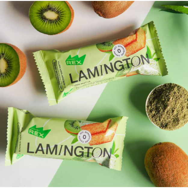 Protein Rex Lamington kiivi ja matchaga 50 g pilt Protein Rex Lamington kiivi ja matchaga 50 g foto