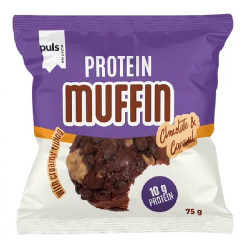 Baltymų mafinas 75 g - karamelė ir šokoladas