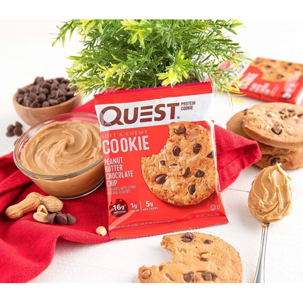 Quest Nutrition Proteiiniküpsis 59 g - maapähklivõi šokolaadilaastudega pilt Quest Nutrition Proteiiniküpsis 59 g - maapähklivõi šokolaadilaastudega foto