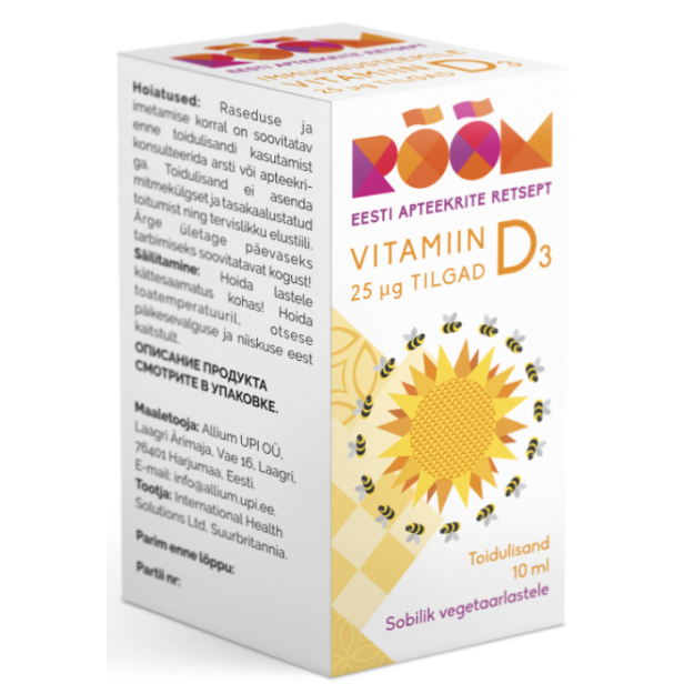 Rõõm Vitaminas D3 lašai 25 µg 10 ml