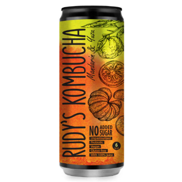 Rudy'S Kombucha Mandarin & Yuzu Kombucha Bez pievienota cukura 330 ml Rudy'S Kombucha Mandarin & Yuzu Kombucha Bez pievienota cukura 330 ml