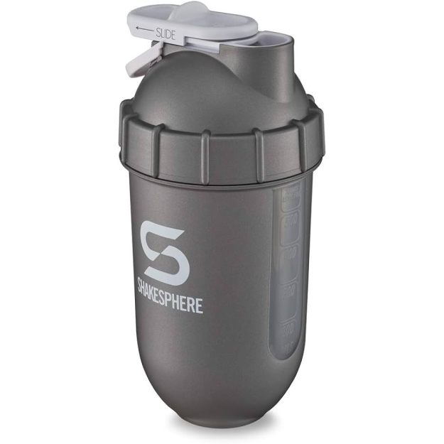 Protein shaker bottle "Tumbler View" 700 ml, Gun Metal