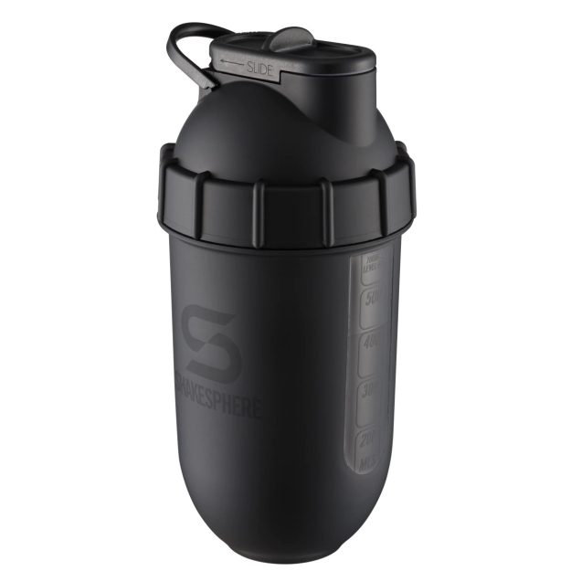 Baltymų purtyklės buteliukas "Tumbler View" 700 ml, Matinė juoda