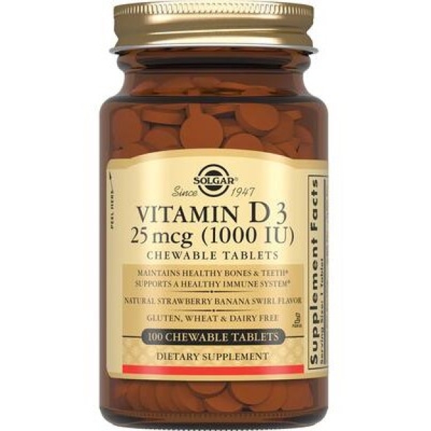 Solgar Vitamin D3 1000 IU (25 mcg) 100 chewable tablets