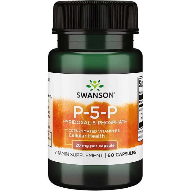 Swanson P-5-P (piridoksāls-5-fosfāts) Koenzimētie B-6 20 mg 60 kapsulas bilde Swanson P-5-P (piridoksāls-5-fosfāts) Koenzimētie B-6 20 mg 60 kapsulas fotogrāfija