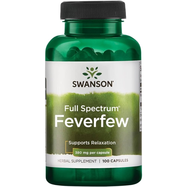Swanson Feverfew Пиретрум 380 мг 100 капсул картинка Swanson Feverfew Пиретрум 380 мг 100 капсул фото