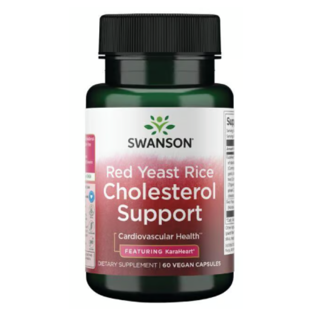 Swanson Raudonieji mielių ryžiai Cholesterol Support 60 veganų kapsulių