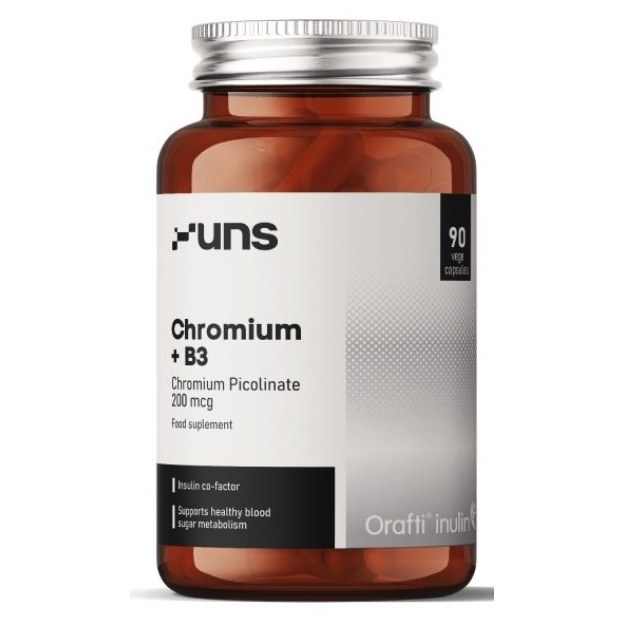 UNS Hroms 200 mcg + B3 vitamīns 90 kapsulas UNS Hroms 200 mcg + B3 vitamīns 90 kapsulas
