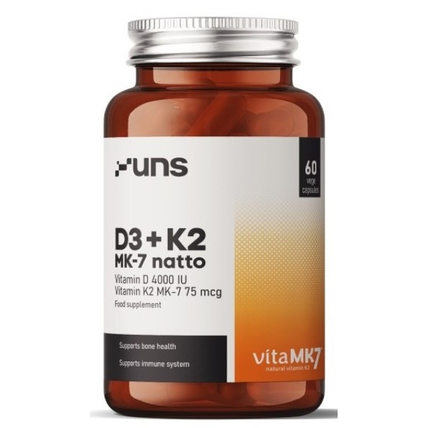 UNS Vitamiin D3 4000 IU + K2 75 mcg 60 kapslit UNS Vitamiin D3 4000 IU + K2 75 mcg 60 kapslit